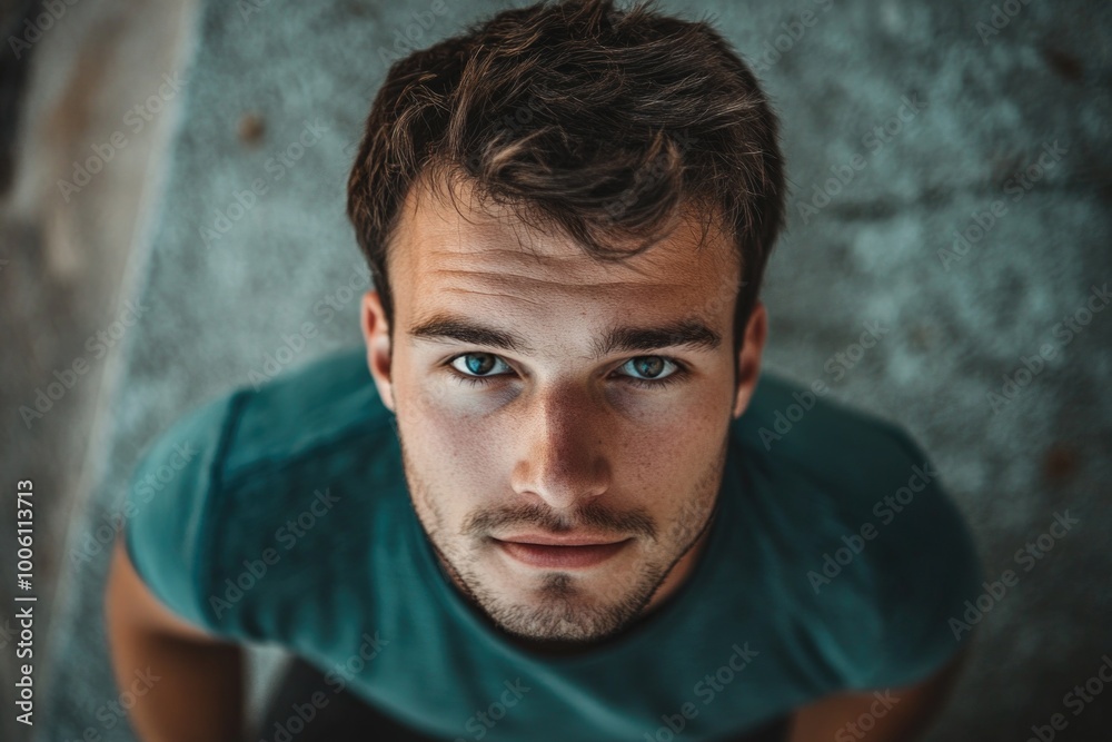 Man with Blue Eyes Looking Up Man with Blue Eyes Looking Up