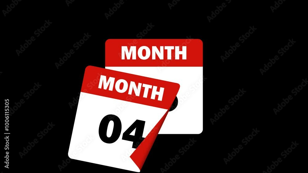 Calendar month vector icon isolated on transparent background. Red and white calendar. Calendar schedule. Business plan schedule. 4k animation Calendar month vector icon isolated on transparent background. Red and white calendar. Calendar schedule. Business plan schedule. 4k animation