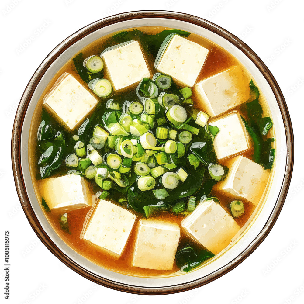 Generative ai illustration of A bowl of miso soup with tofu