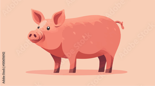 Illustration pig. Pink pig.