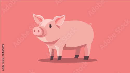 Illustration pig. Pink pig.