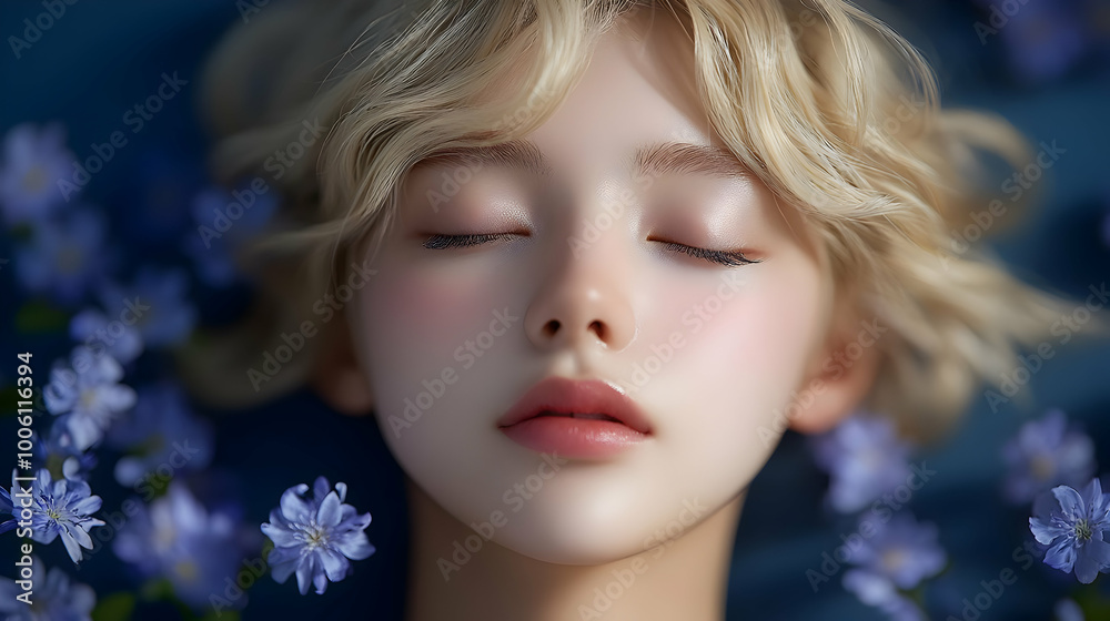 Sleeping Beauty with Flowers Around Her Face Sleeping Beauty with Flowers Around Her Face