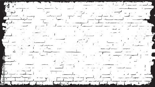 Black and white Brick wall texture. Brick wall background. Vector distressed overlay brick wall old texture. 