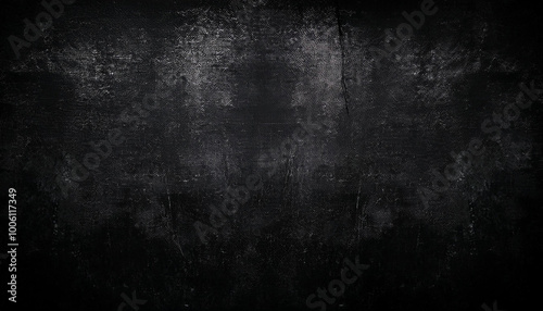 Black grunge scratched metal background, scary distressed horror texture with space for design; horizontal