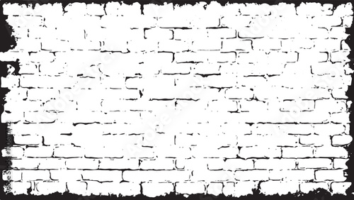 Black and white Brick wall texture. Brick wall background. Vector distressed overlay brick wall old texture. 