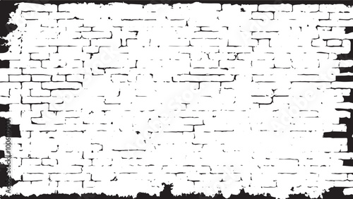 Black and white Brick wall texture. Brick wall background. Vector distressed overlay brick wall old texture. 