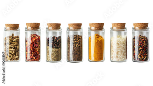Obraz na płótnie spices in jars on a transparent background w salonie