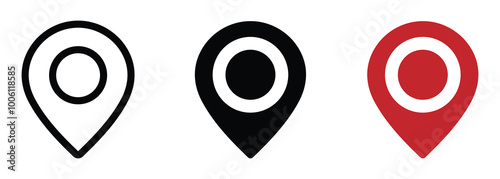 location pin icon symbol sign isolated on transparent background, map flat vector icons. location pin icon