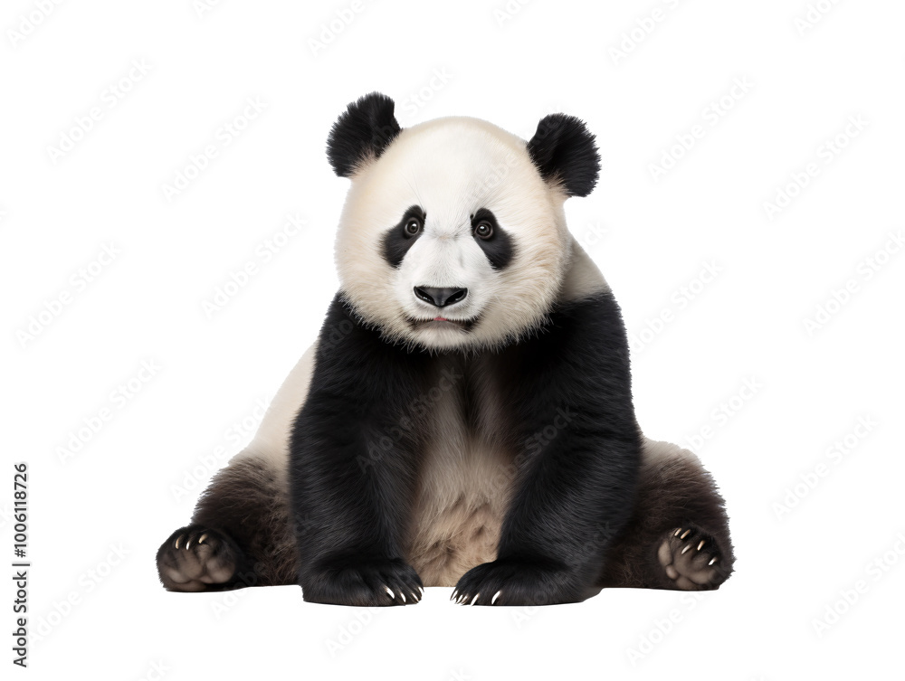 a panda bear sitting on the floor