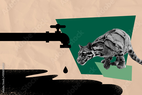 Photography Trend artwork 3D sketch image photo collage of environment disaster destroy eco