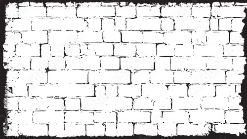 Black and white Brick wall texture. Brick wall background. Vector distressed overlay brick wall old texture. 