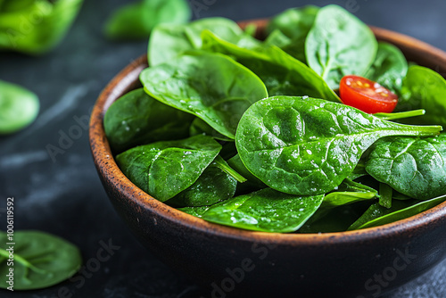 Plate full of spinach leaves