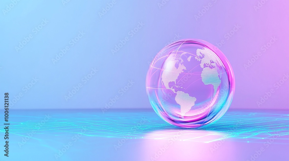 Colorful globe illustration on a gradient background, representing the world and modern connectivity. Colorful globe illustration on a gradient background, representing the world and modern connectivity.