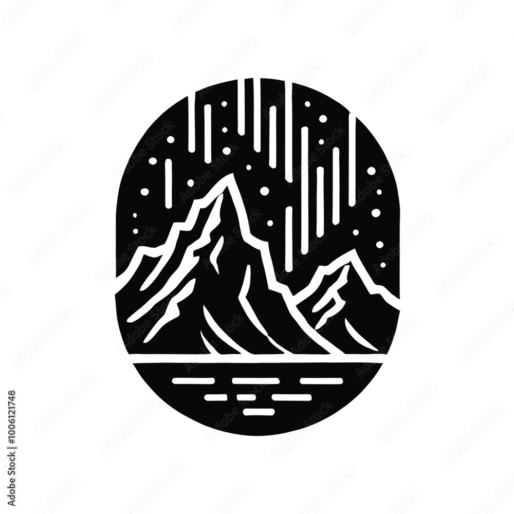 Mountain Silhouette with Northern Lights Mountain Silhouette with Northern Lights