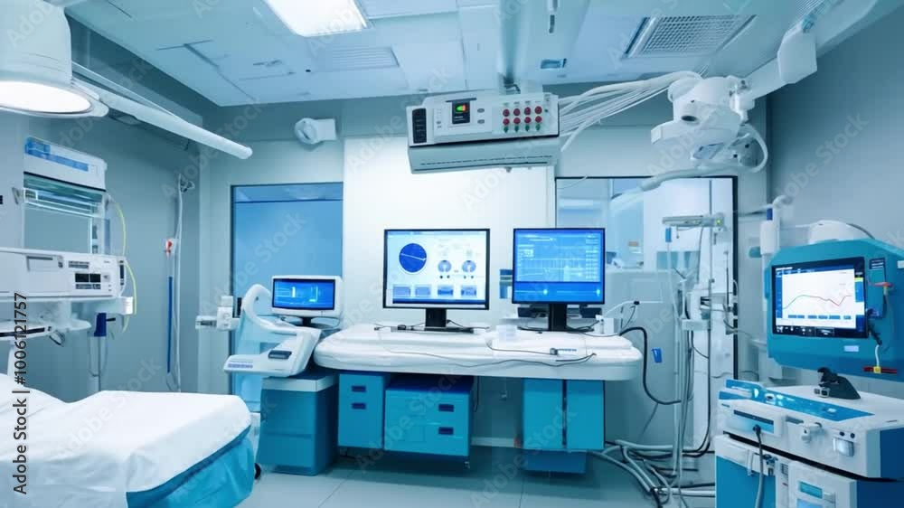 Modern Operating Room with Medical Equipment and Technology Modern Operating Room with Medical Equipment and Technology