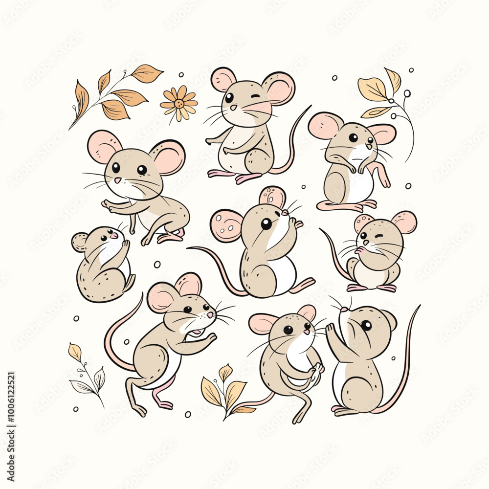 Obraz premium Mouse Hand Drawn Doodle Vector Design