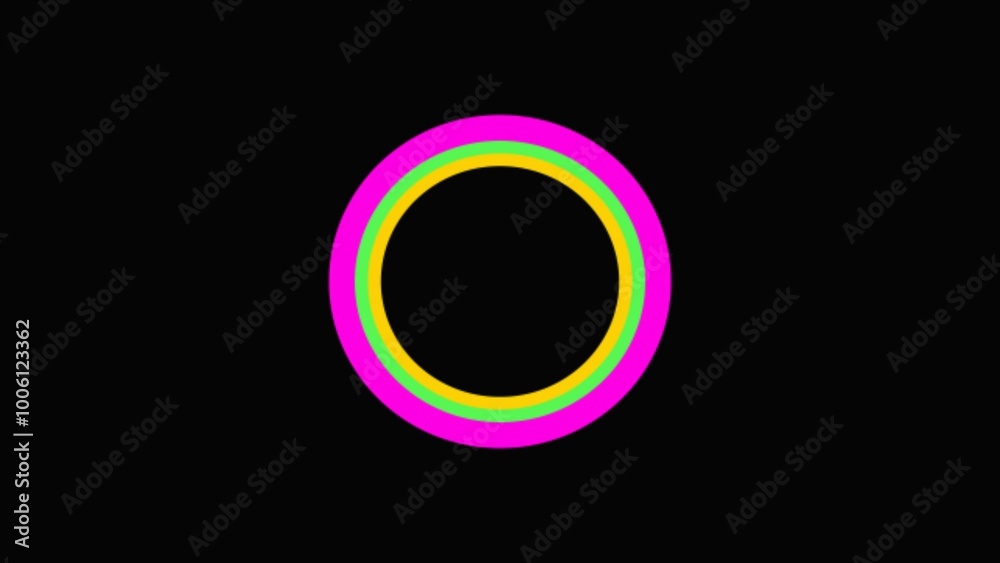 Neon circle background. Colorful circle light frame on black background. Neon circle background. Colorful circle light frame on black background.