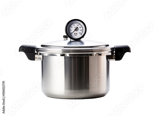 a pressure cooker with a gauge on top