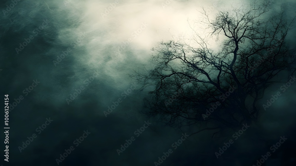 Fototapeta premium Eerie and Unsettling Halloween Inspired Surreal Abstract Composition Featuring Ethereal Otherworldly Elements Brooding Moody Atmosphere and Dreamlike