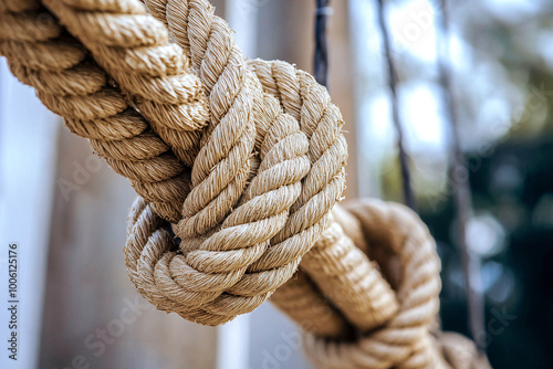 Close-up of a large, thick rope.