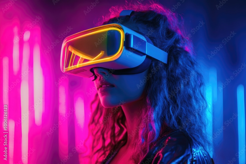 Woman with virtual reality glasses Woman with virtual reality glasses