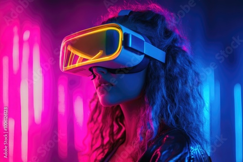 Woman with virtual reality glasses