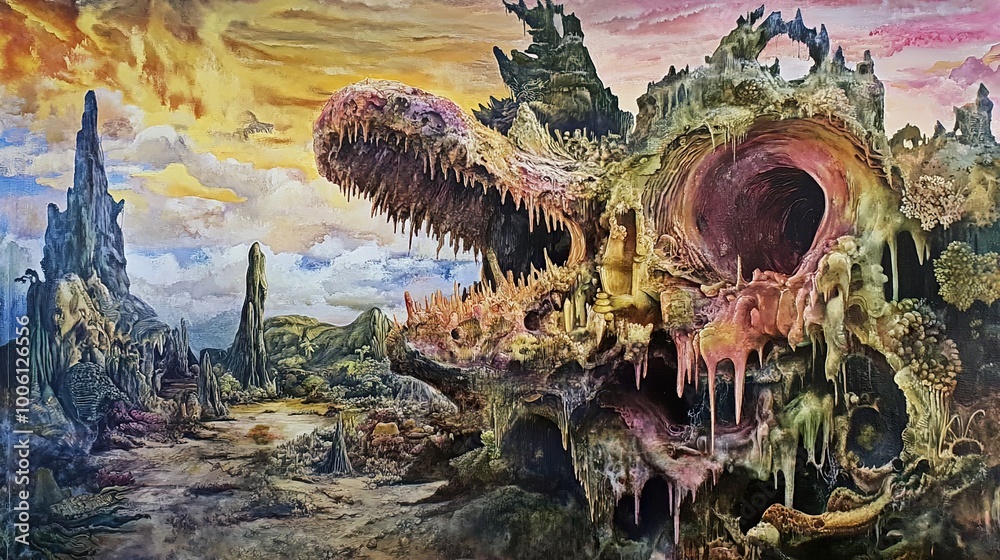 Obraz premium Surreal Landscape with Abstract Forms and Vivid Colors