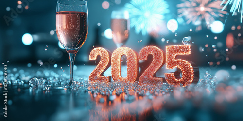 New Year 2025 banner with a giant 