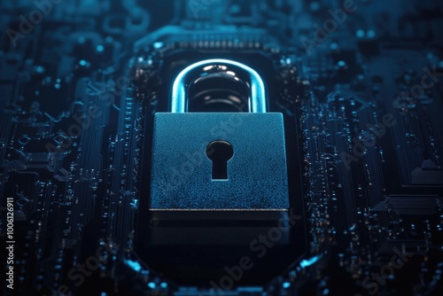 Wallpaper Mural Padlock on circuit board Torontodigital.ca