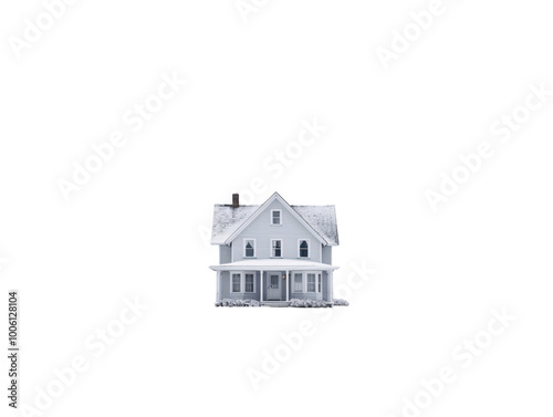 a house with snow on the ground photo