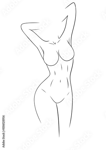 illustration de nue corps en mouvement, dessin ligne 