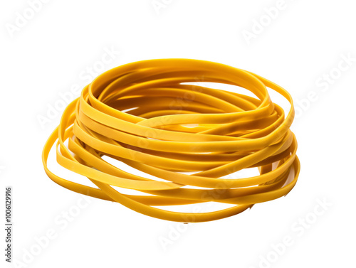 a close up of a yellow rubber band