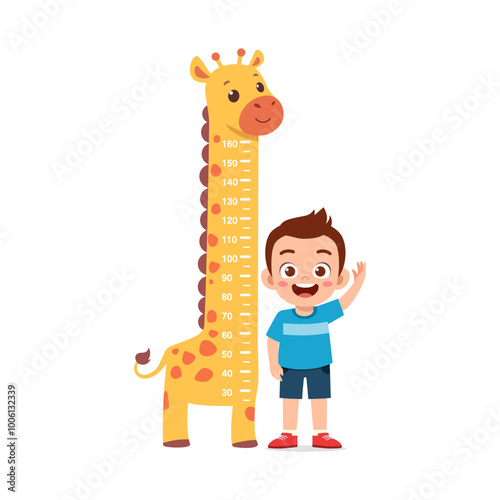 little kid do height measure with ruler