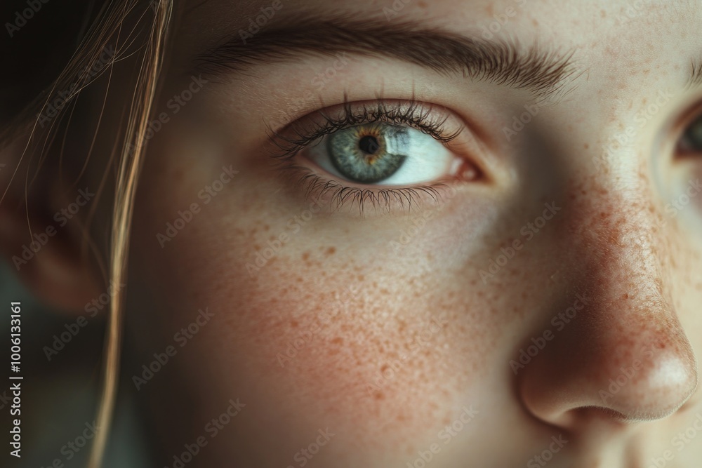 Close-up eye with freckles Close-up eye with freckles