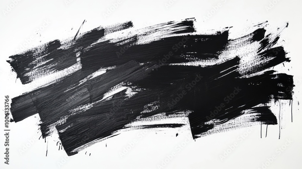 Random black brush strokes against a white background, creating a bold, minimalistic abstract composition. Random black brush strokes against a white background, creating a bold, minimalistic abstract composition.