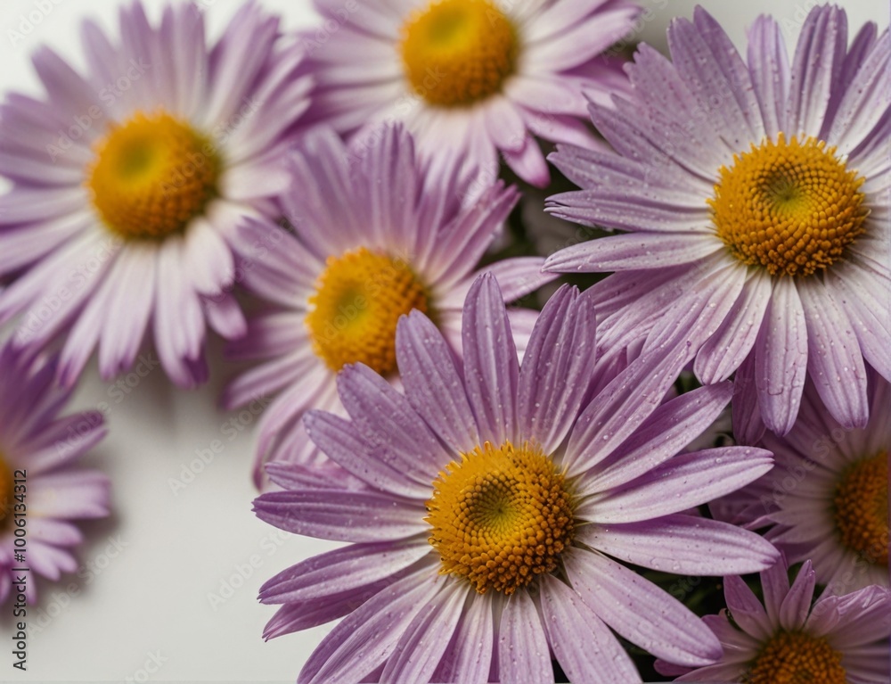 Fototapeta premium Symphyotrichum novi-belgii, purple asters on a white background
