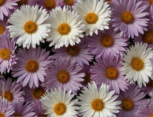 Symphyotrichum novi-belgii, purple asters on a white background