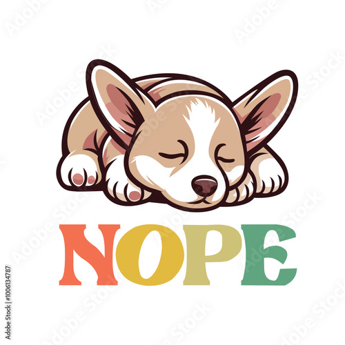Corgi Dog Nope - Corgi Typography T-Shirt Design Vector - Corgi Dog illustration
