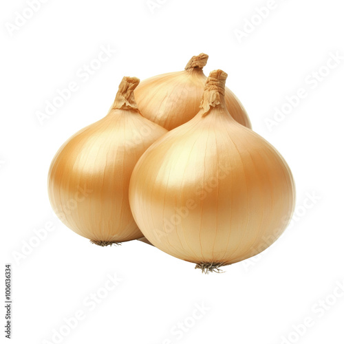 Wallpaper Mural Three Fresh Yellow Onions Isolated on White Background Torontodigital.ca