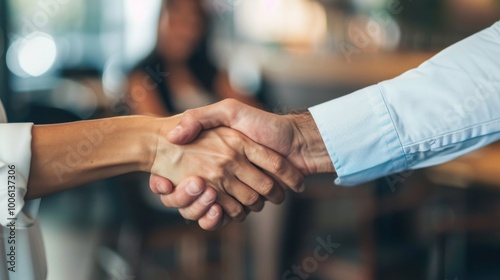 Professional Handshake Between Two Business Associates in Office