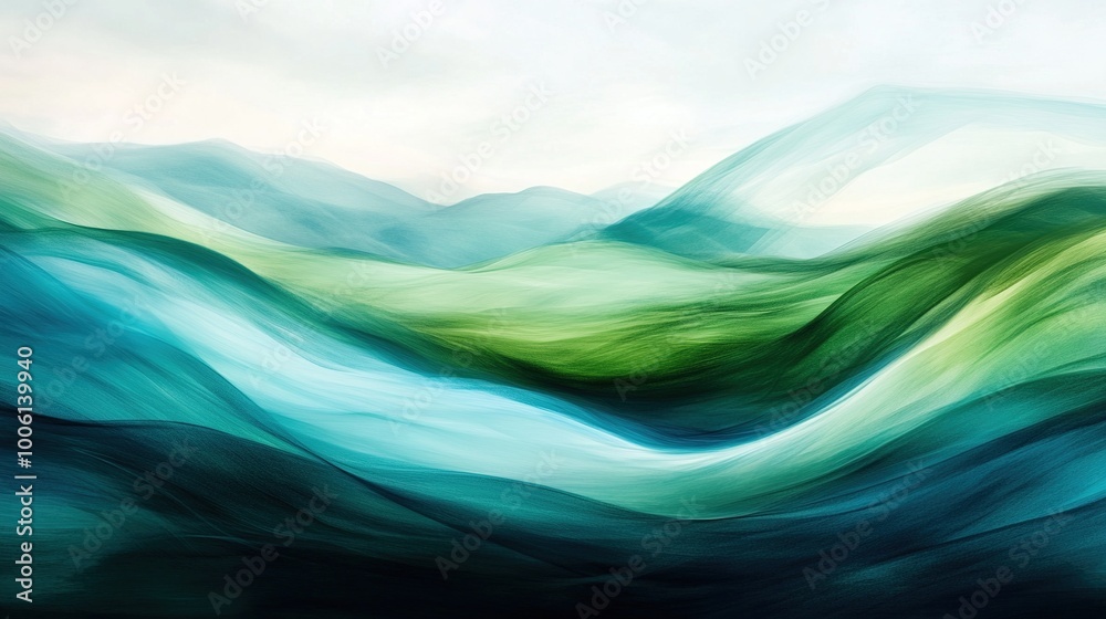 Abstract Flower Design in Vibrant Green and Blue Tones Abstract Flower Design in Vibrant Green and Blue Tones