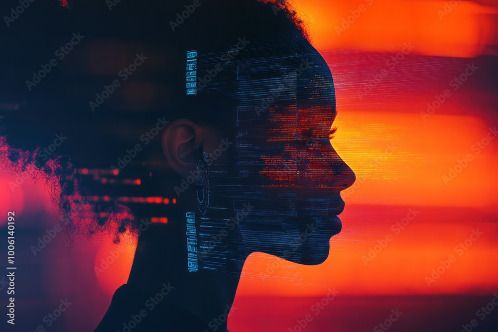 Profile of a Woman with Intertwined Elements