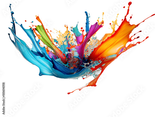 a colorful paint splashing out of a white background photo