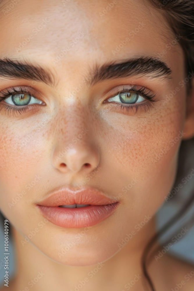 Close-Up of a Woman's Eye with Detailed Eyelashes and Brows