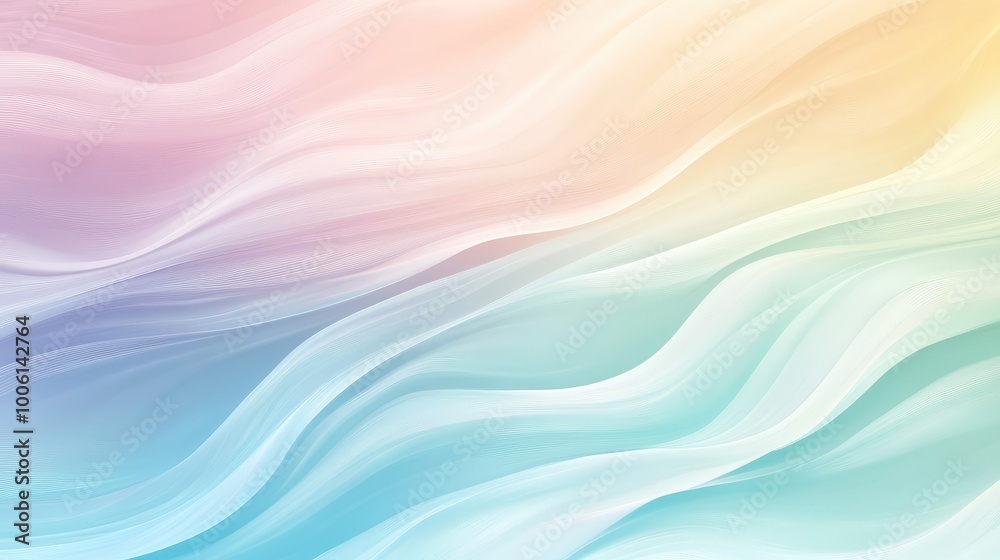 Fototapeta premium Soft, pastel gradients flowing seamlessly from one color to the next, creating a calming, abstract background.