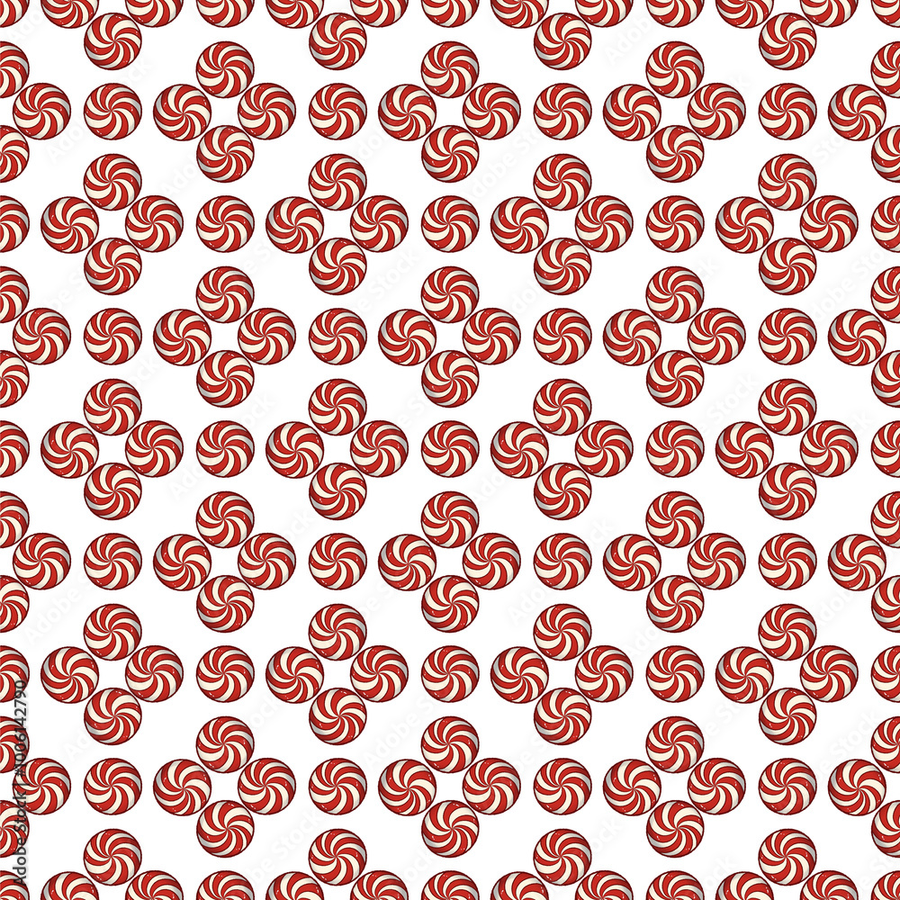 Red white circle candy winter season illustration on transparent background