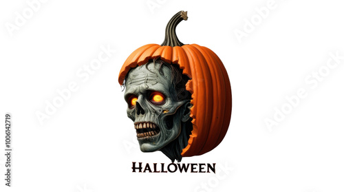 Halloween logo Halloween theme Decorated with zombie and pumpkin photo