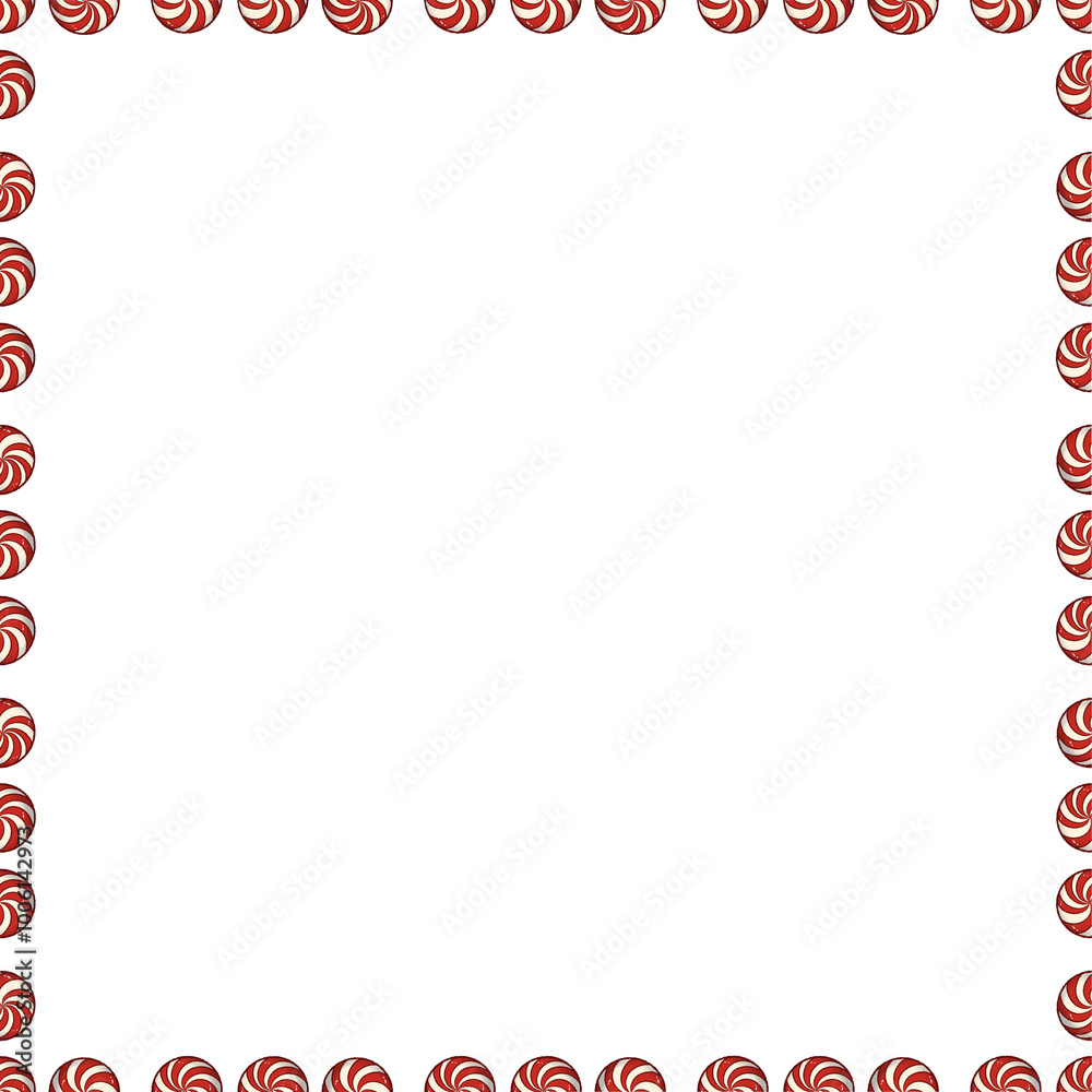 Obraz premium Red white circle candy winter season illustration on transparent background
