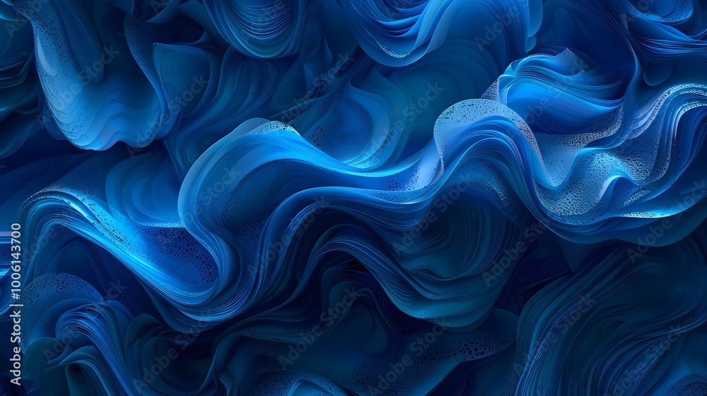 Obraz premium Abstract blue waves with a textured surface.