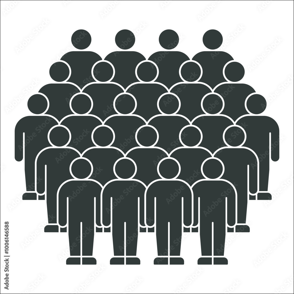 Group of Simplified Human Figures in Close Formation Silhouette Group of Simplified Human Figures in Close Formation Silhouette